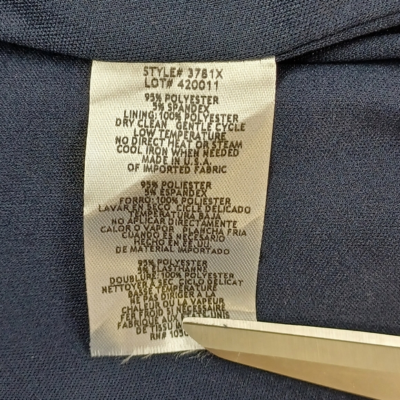 Xscape Cocktail Midi Dress Size 4 Ruffle Scuba Off the Shoulder In Midnight - Picture 5 of 16